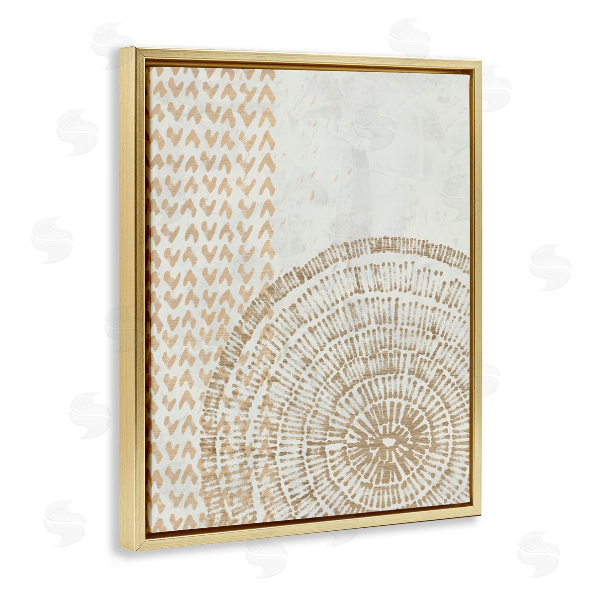 Boho Fractal Patterns Gold Floating Frame Canvas Wall Art, Home Decor by June Erica Vess