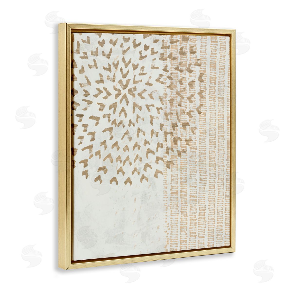 Rustic Bohemian Patterns Gold Floating Frame Canvas Wall Art, Home Decor by June Erica Vess