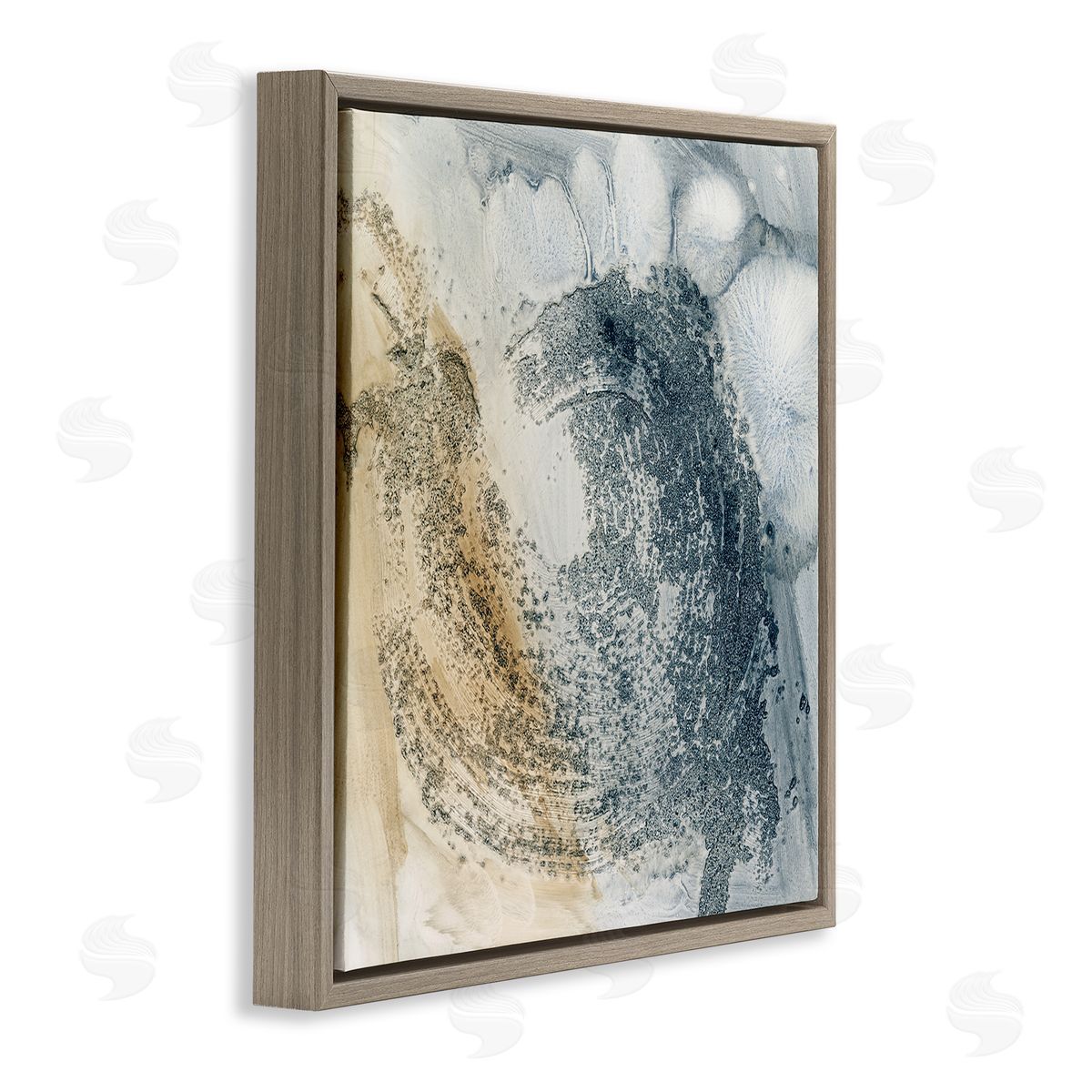 Grey and Beige Paint Stroke Brown Floating Frame Canvas Wall Art, Home Decor by Ethan Harper