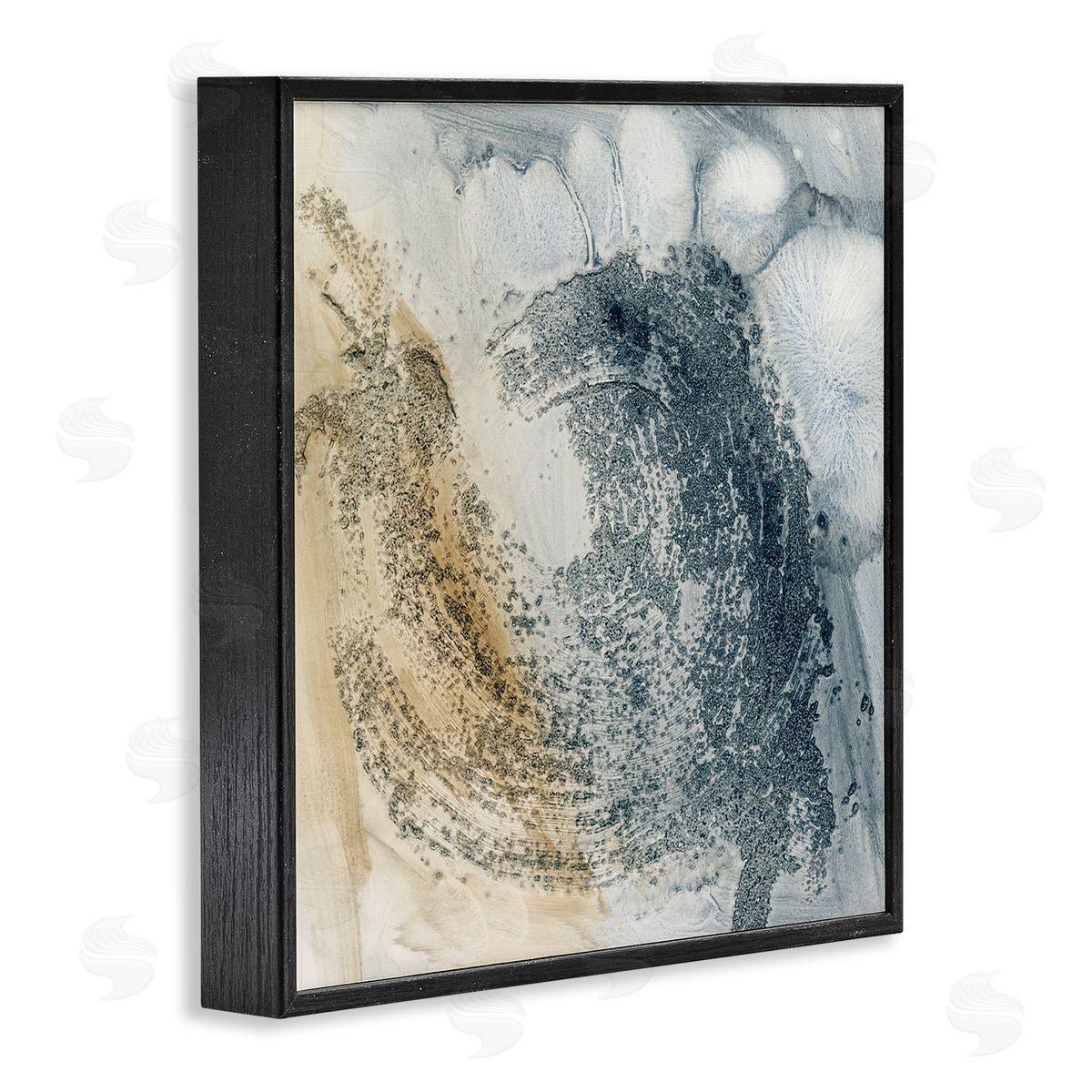 Grey and Beige Paint Stroke Black Frame Print Wall Art, Home Decor by Ethan Harper
