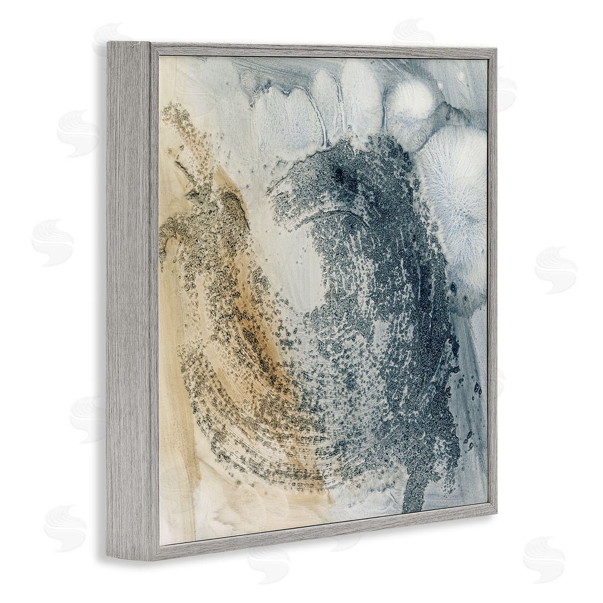 Grey and Beige Paint Stroke Grey Frame Print Wall Art, Home Decor by Ethan Harper