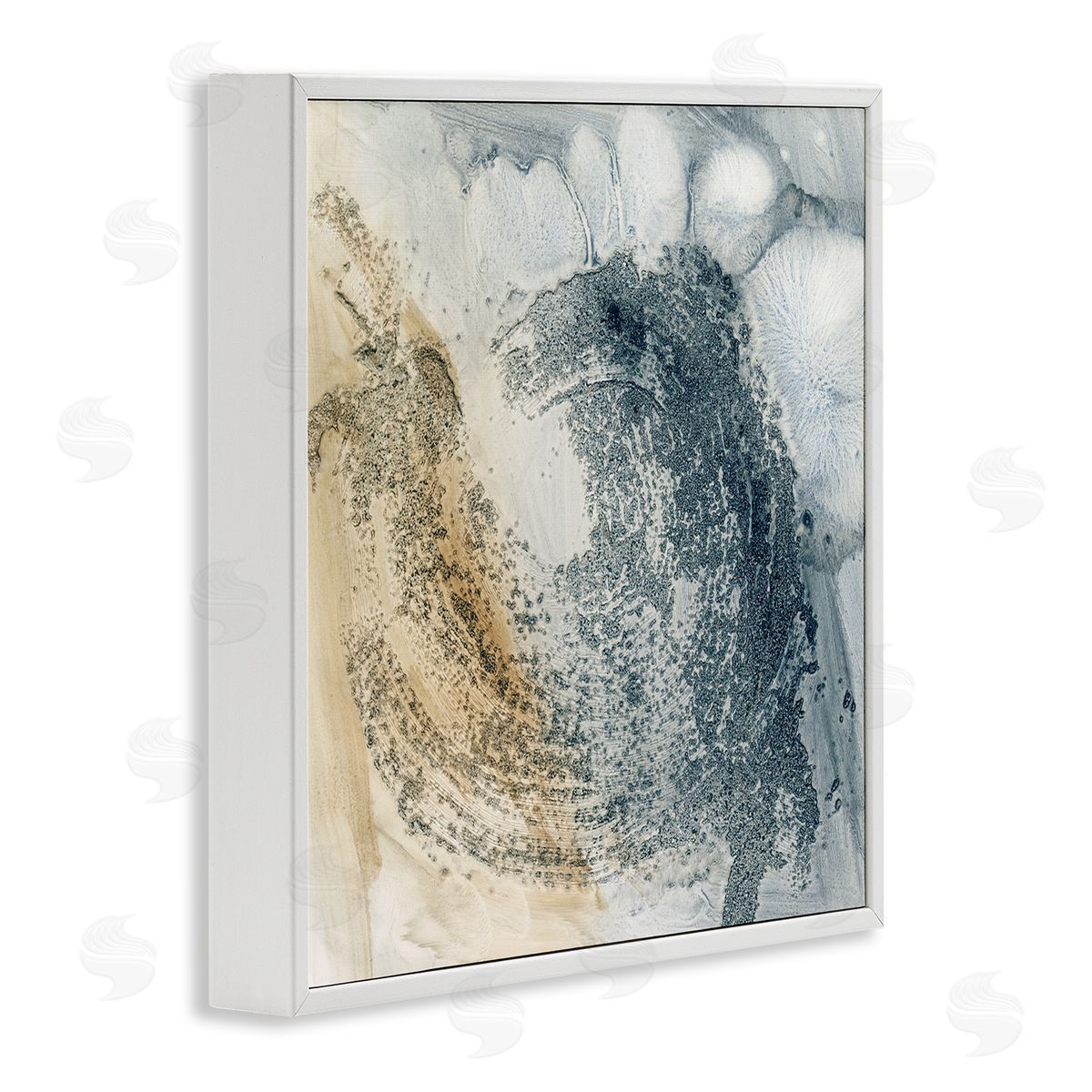 Grey and Beige Paint Stroke White Frame Print Wall Art, Home Decor by Ethan Harper
