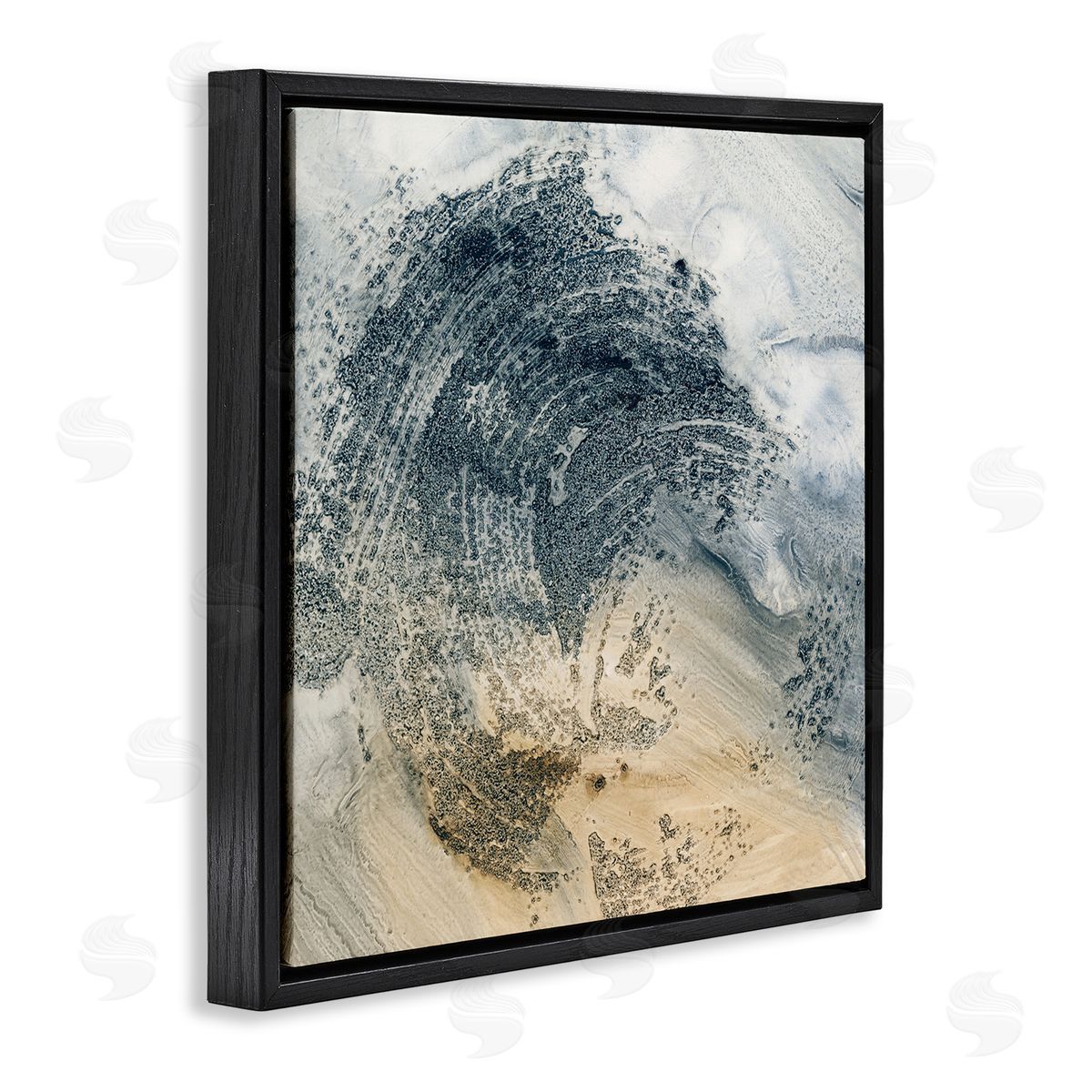 Brushed Abstract Paint Black Floating Frame Canvas Wall Art, Home Decor by Ethan Harper