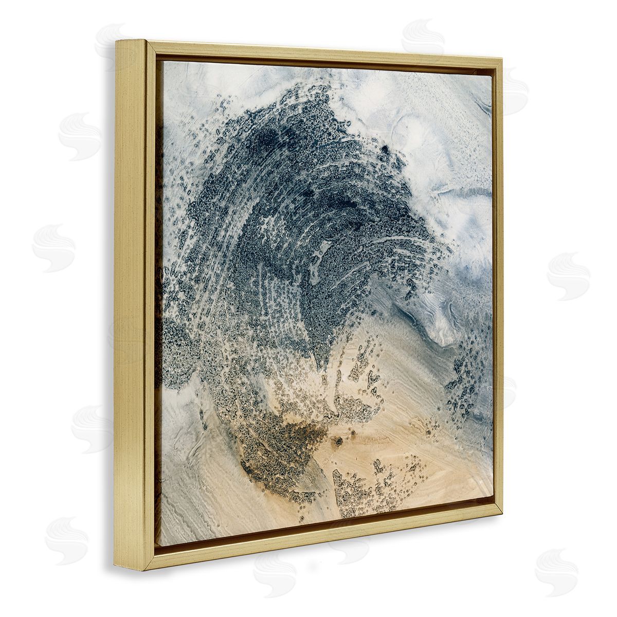 Brushed Abstract Paint Gold Floating Frame Canvas Wall Art, Home Decor by Ethan Harper