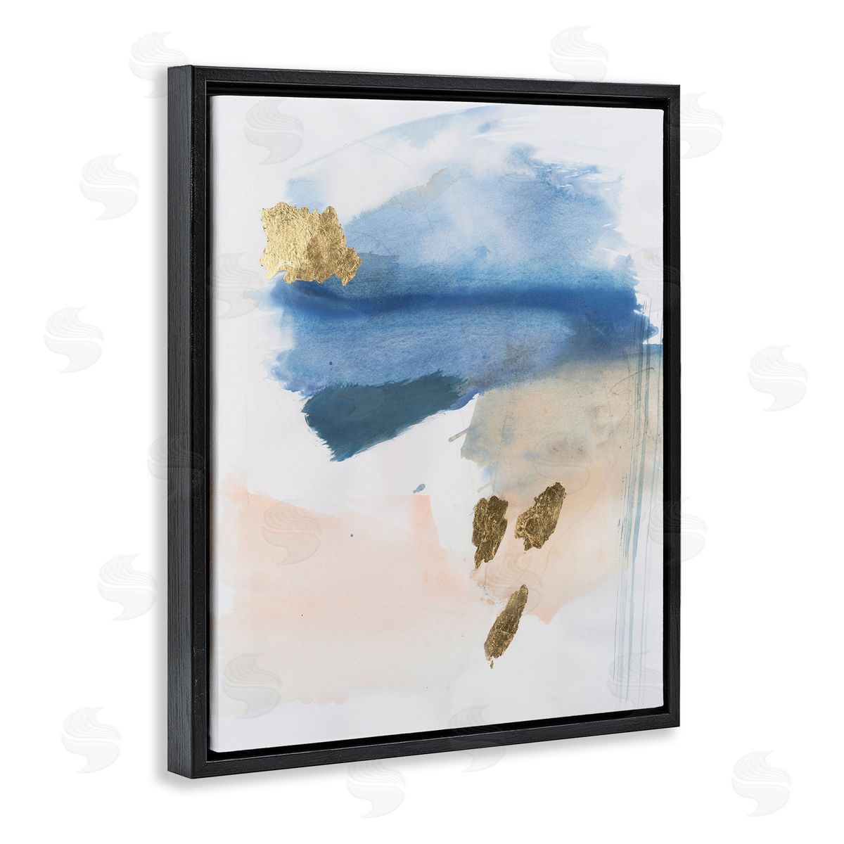 Blue and Blush Ombre Black Floating Frame Canvas Wall Art, Home Decor by Victoria Barnes