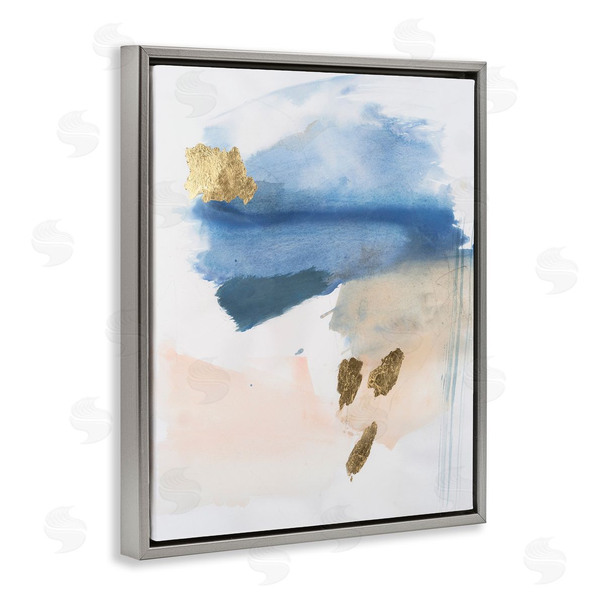Blue and Blush Ombre Grey Floating Frame Canvas Wall Art, Home Decor by Victoria Barnes