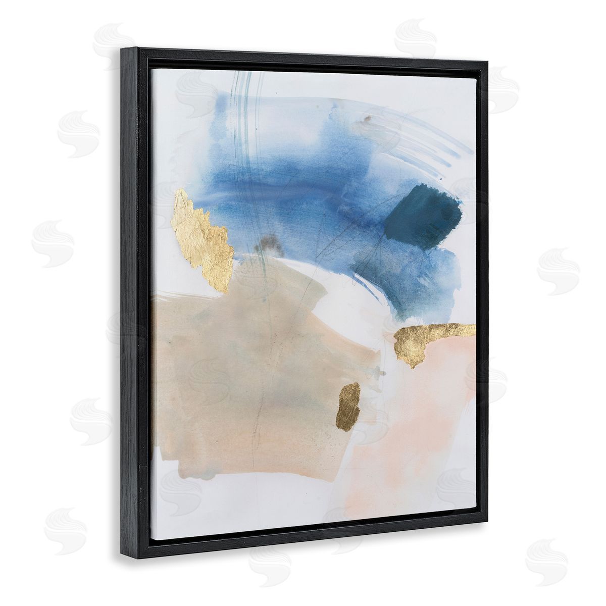 Soft Ombre with Gold Accents Black Floating Frame Canvas Wall Art, Home Decor by Victoria Barnes
