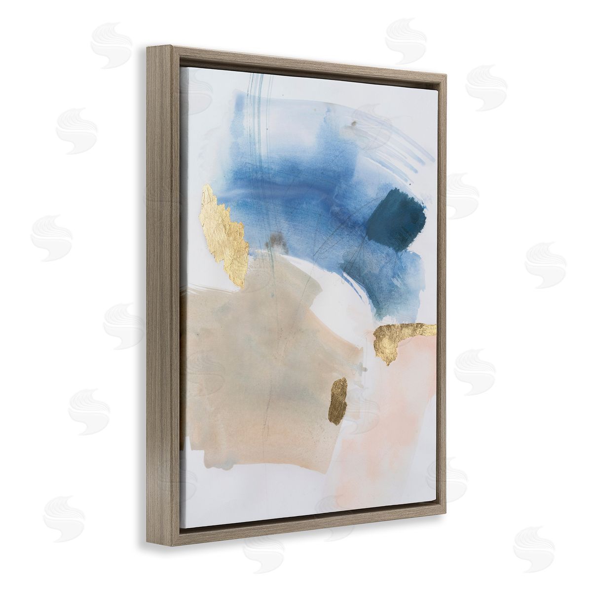 Soft Ombre with Gold Accents Brown Floating Frame Canvas Wall Art, Home Decor by Victoria Barnes