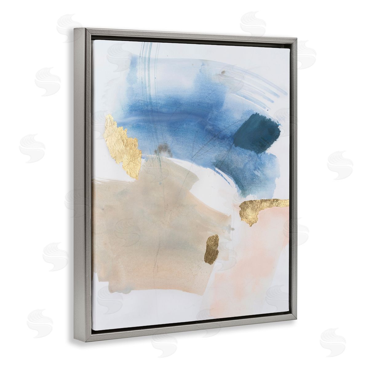 Soft Ombre with Gold Accents Grey Floating Frame Canvas Wall Art, Home Decor by Victoria Barnes