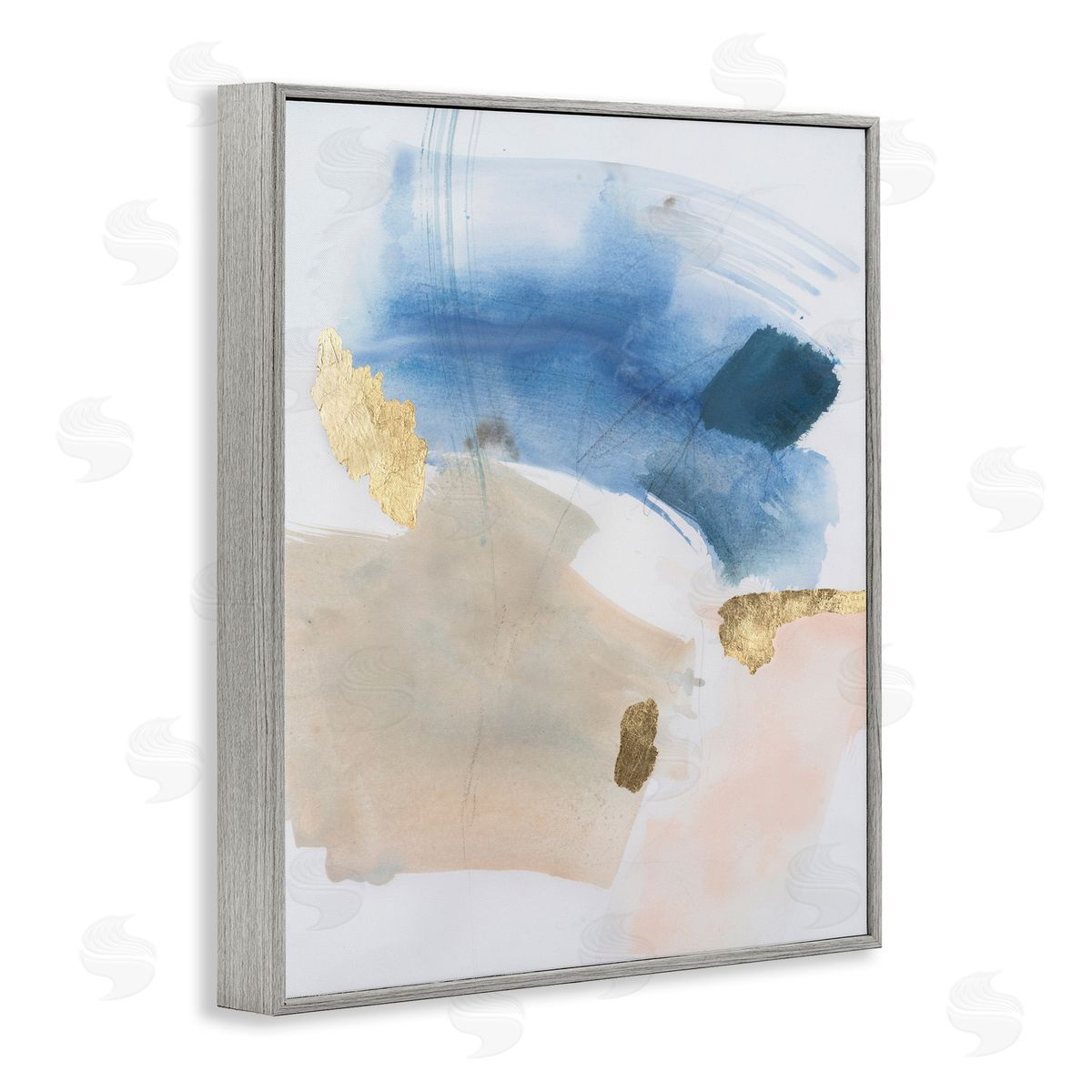 Soft Ombre with Gold Accents Grey Frame Print Wall Art, Home Decor by Victoria Barnes