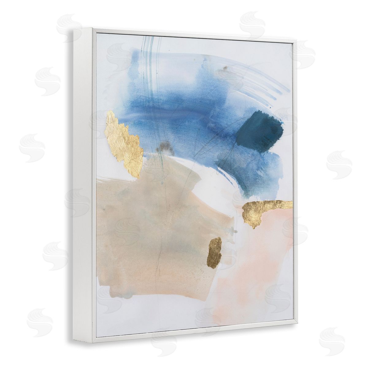 Soft Ombre with Gold Accents White Frame Print Wall Art, Home Decor by Victoria Barnes