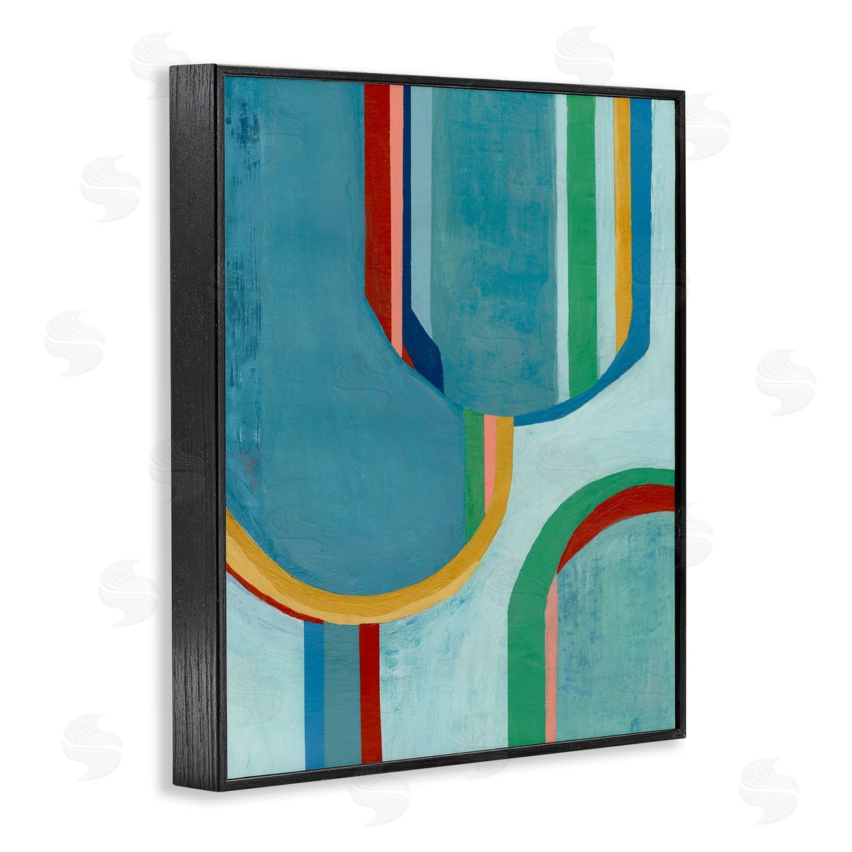 Blue Striped Arches Black Frame Print Wall Art, Home Decor by Pippin Schupbach
