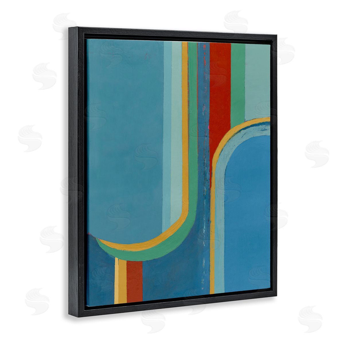 Blue and Red Arches Black Floating Frame Canvas Wall Art, Home Decor by Pippin Schupbach