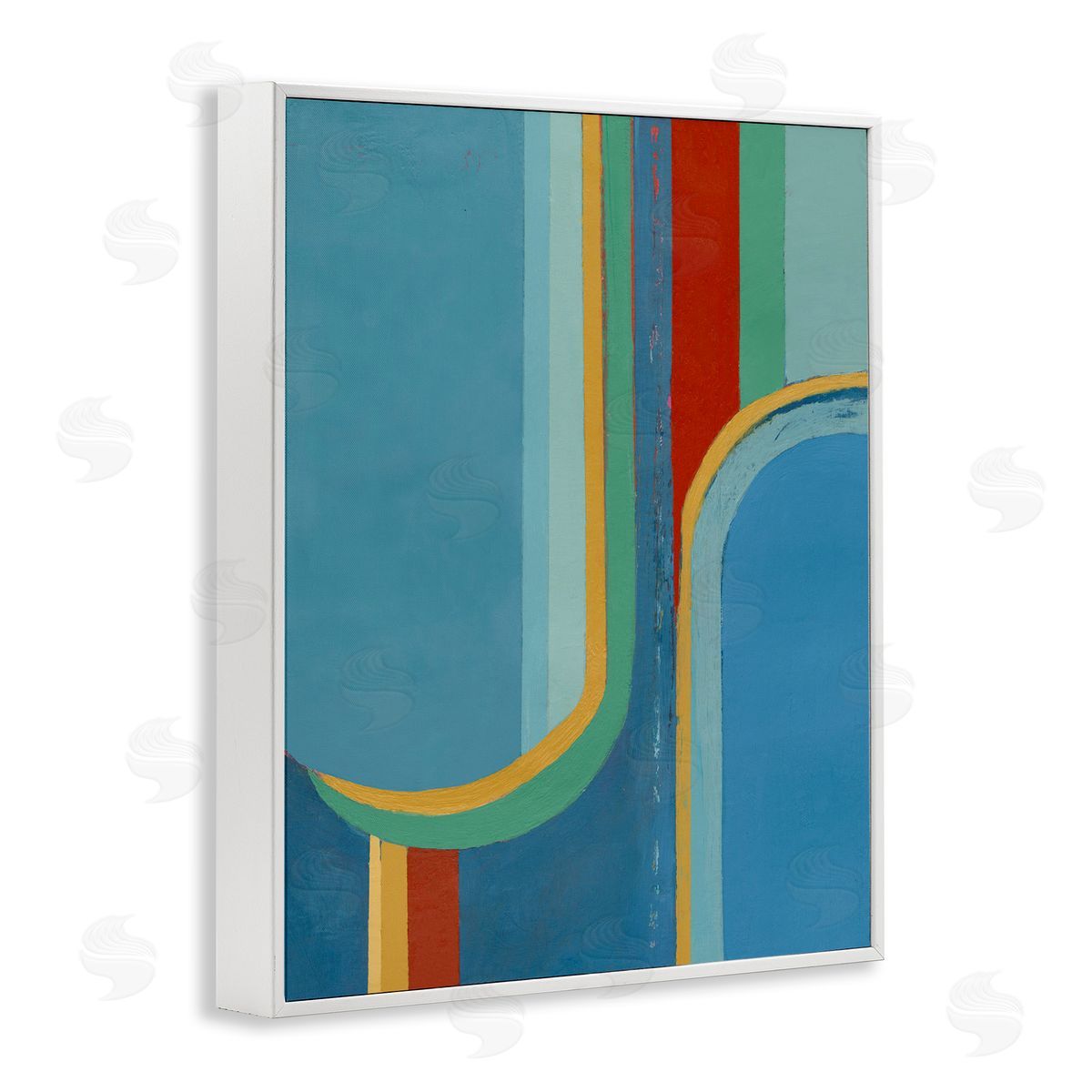 Blue and Red Arches White Frame Print Wall Art, Home Decor by Pippin Schupbach