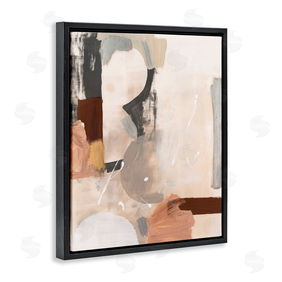 Expressive Rustic Abstract Black Floating Frame Canvas Wall Art, Home Decor by Victoria Barnes