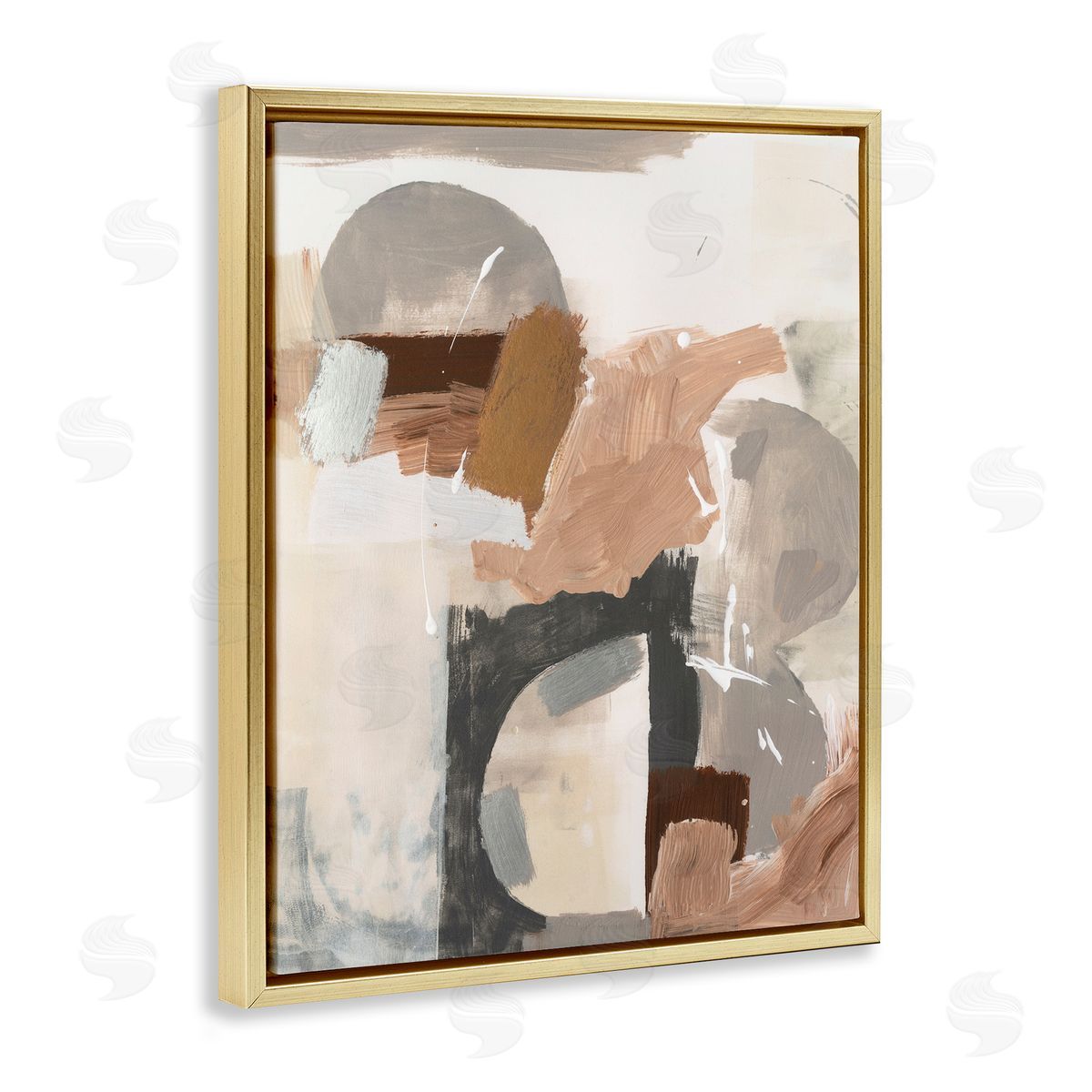 Expressive Desert Abstract Gold Floating Frame Canvas Wall Art, Home Decor by Victoria Barnes