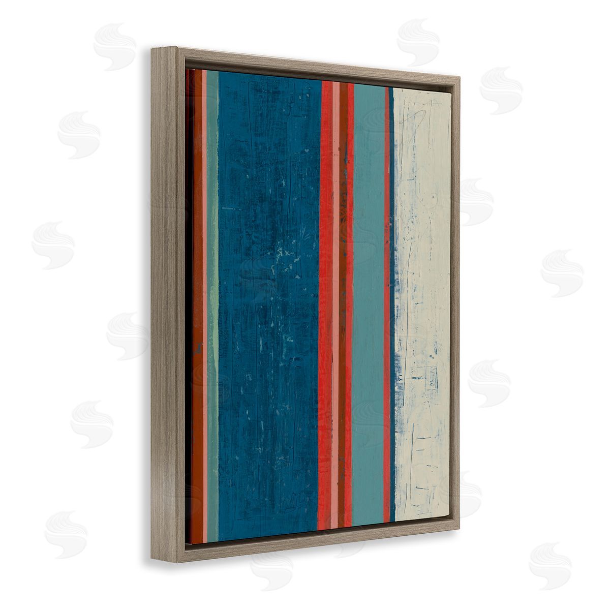 Farmhouse Rustic Stripes Brown Floating Frame Canvas Wall Art, Home Decor by Pippin Schupbach