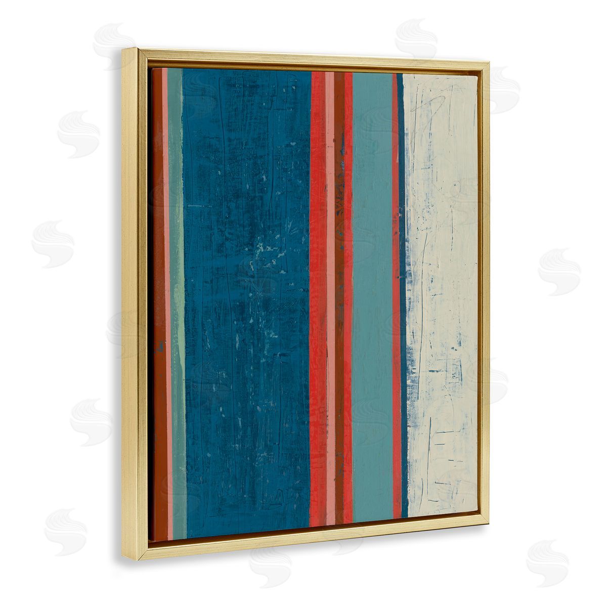 Farmhouse Rustic Stripes Gold Floating Frame Canvas Wall Art, Home Decor by Pippin Schupbach