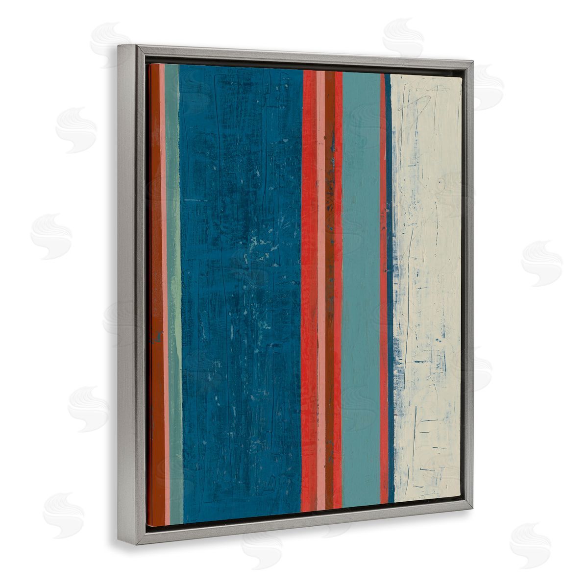 Farmhouse Rustic Stripes Grey Floating Frame Canvas Wall Art, Home Decor by Pippin Schupbach