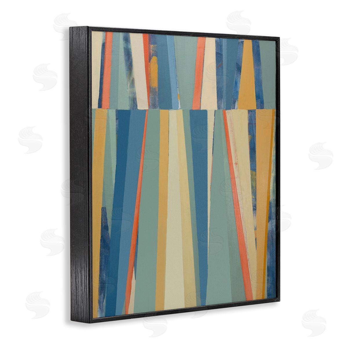 Soft Blue Pointed Shapes Black Frame Print Wall Art, Home Decor by Pippin Schupbach