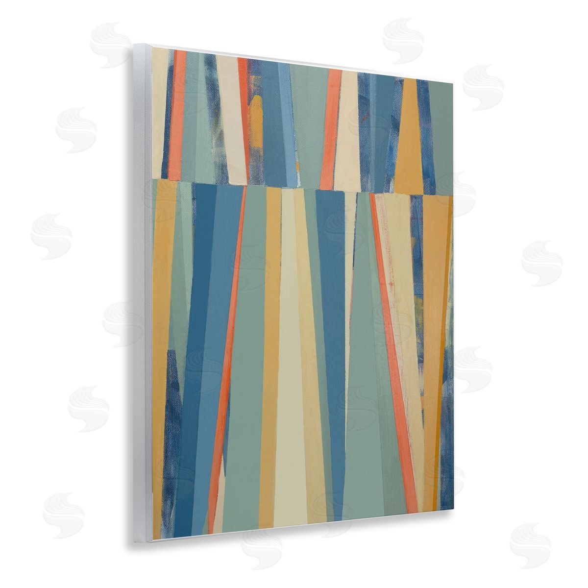 Soft Blue Pointed Shapes Wood Plaque Wall Art, Home Decor by Pippin Schupbach