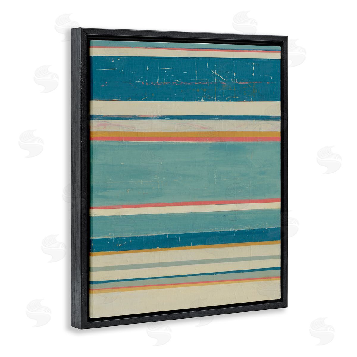 Nautical Linear Pattern Black Floating Frame Canvas Wall Art, Home Decor by Pippin Schupbach