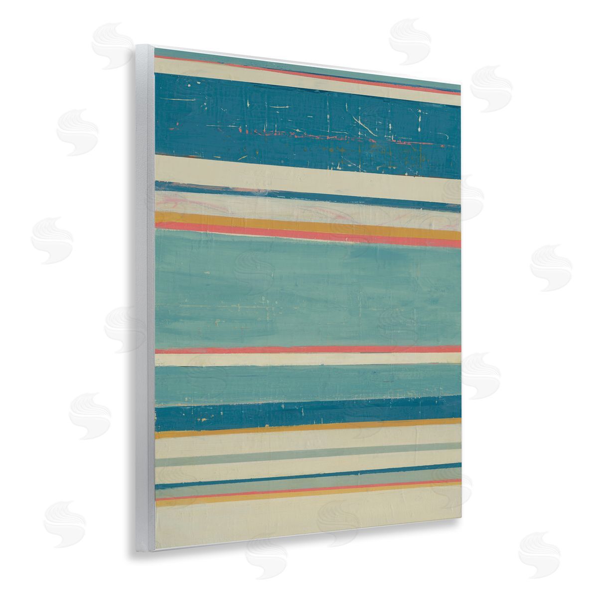 Nautical Linear Pattern Wood Plaque Wall Art, Home Decor by Pippin Schupbach