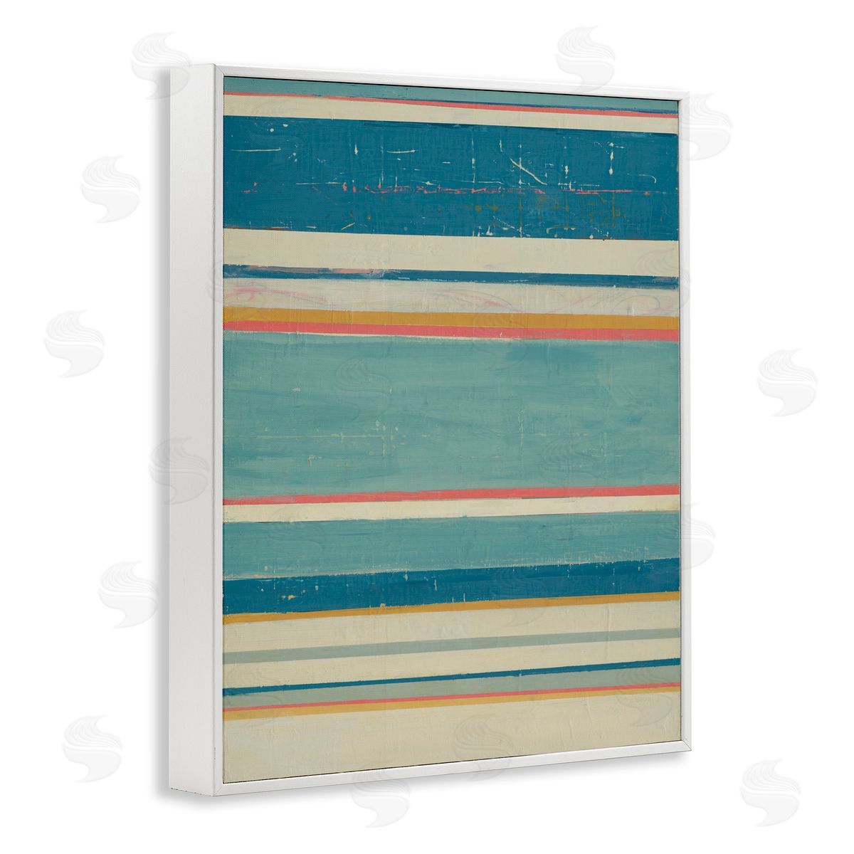 Nautical Linear Pattern White Frame Print Wall Art, Home Decor by Pippin Schupbach