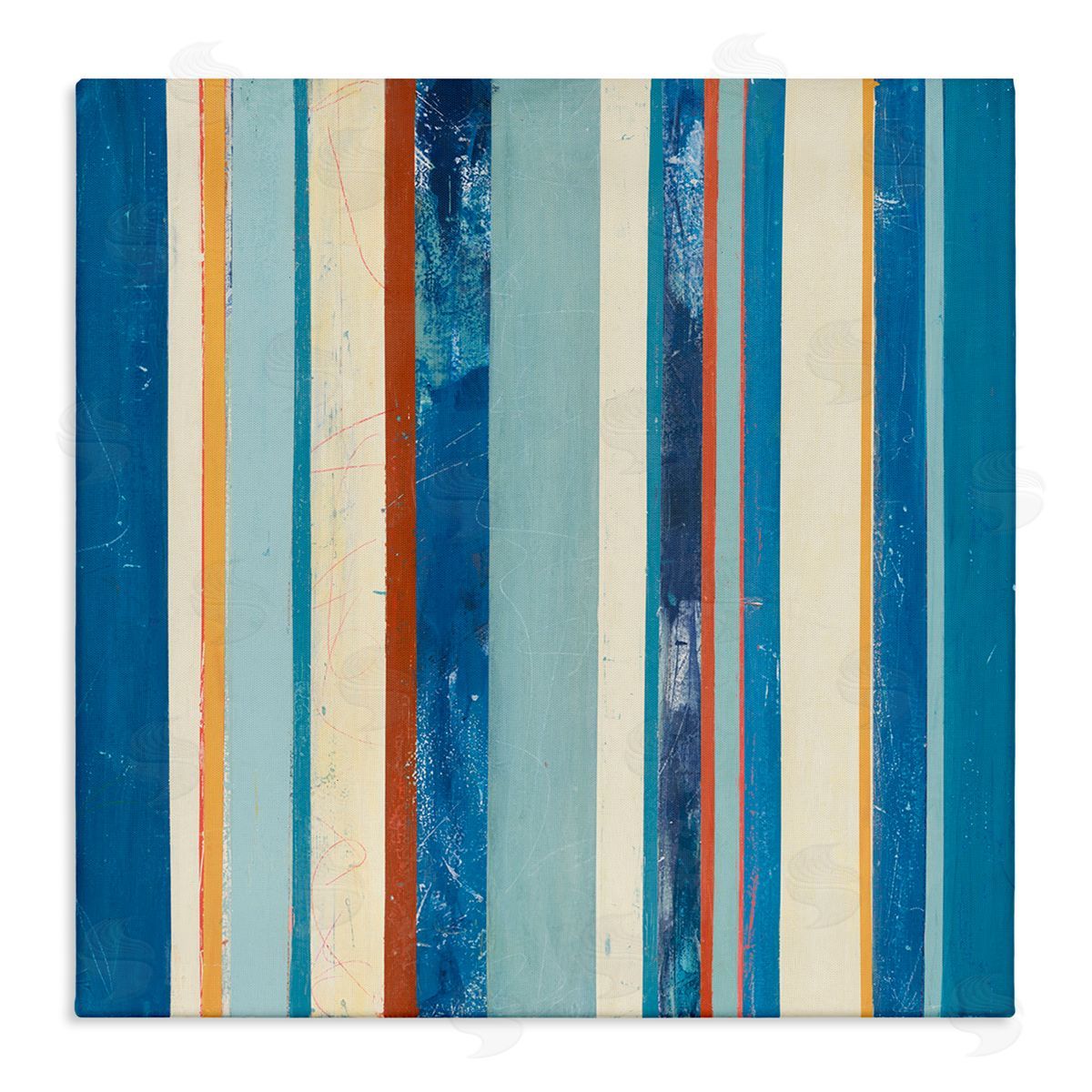 Distressed Blue Stripes Canvas Wall Art, Home Decor by Pippin Schupbach