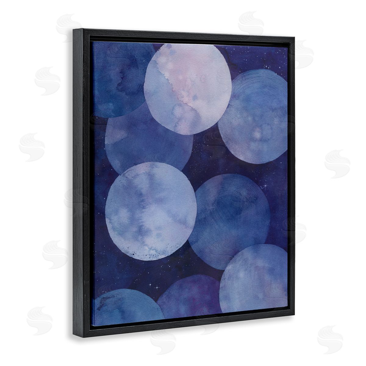 Purple Circular Shapes Black Floating Frame Canvas Wall Art, Home Decor by Grace Popp