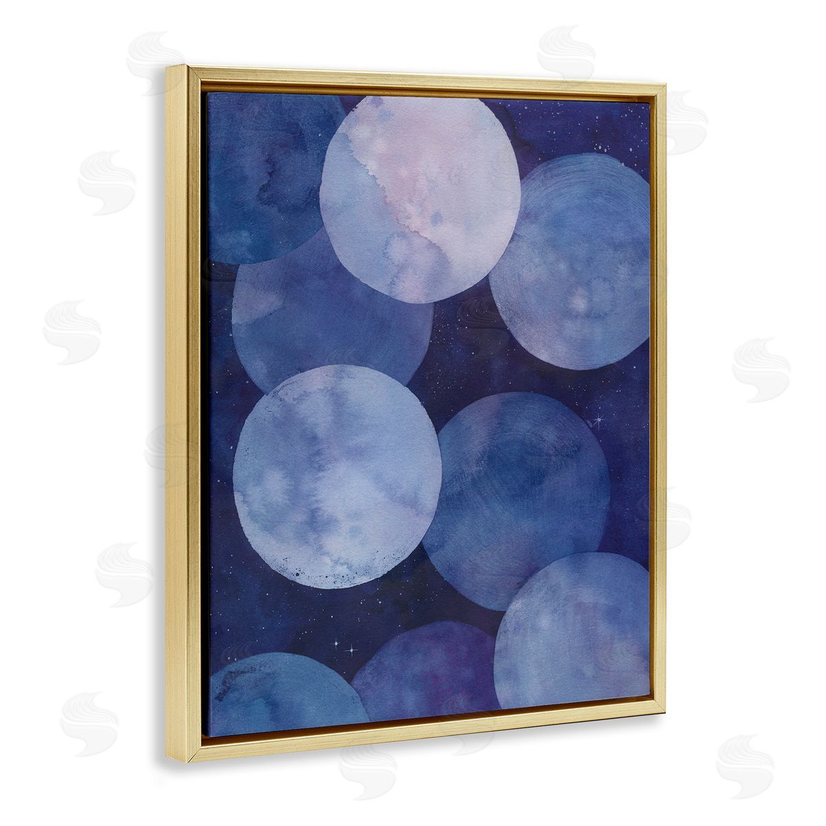 Purple Circular Shapes Gold Floating Frame Canvas Wall Art, Home Decor by Grace Popp