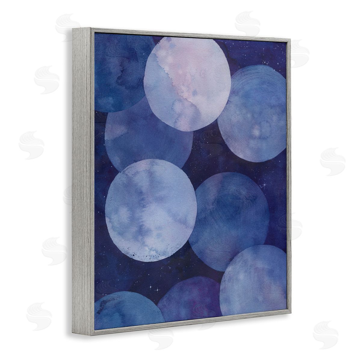 Purple Circular Shapes Grey Frame Print Wall Art, Home Decor by Grace Popp