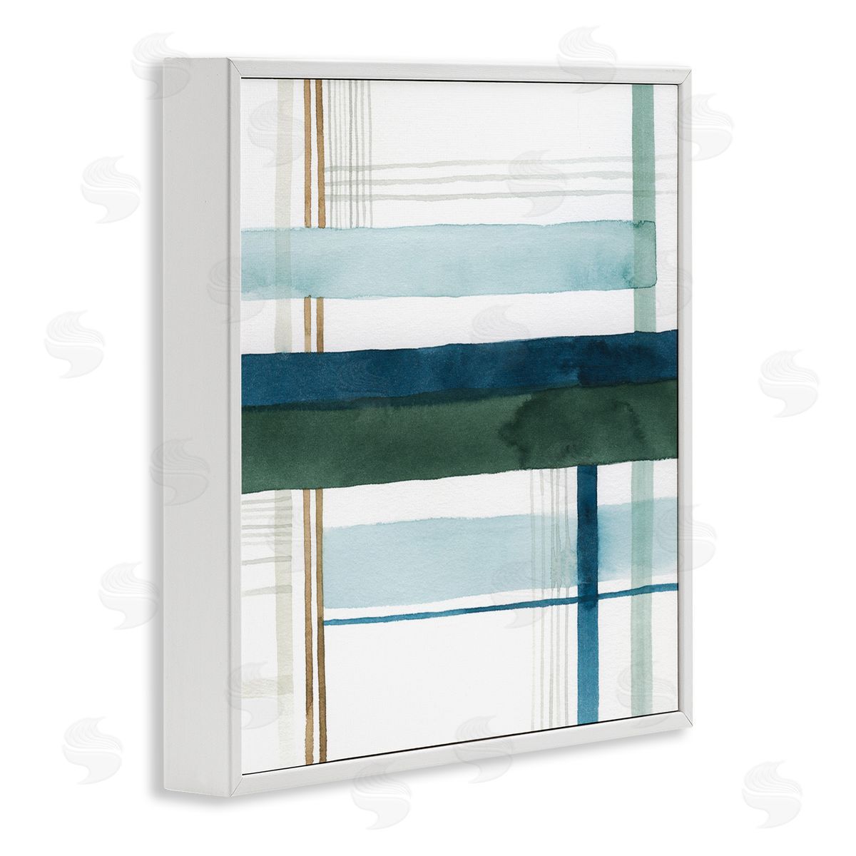 Woven Green Hue Pattern White Frame Print Wall Art, Home Decor by Grace Popp