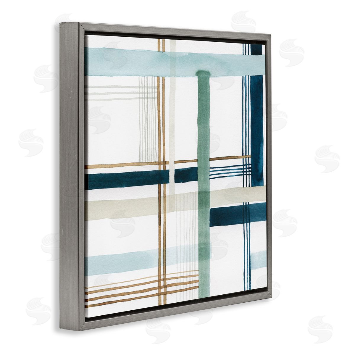 Soft Woven Pattern Grey Floating Frame Canvas Wall Art, Home Decor by Grace Popp