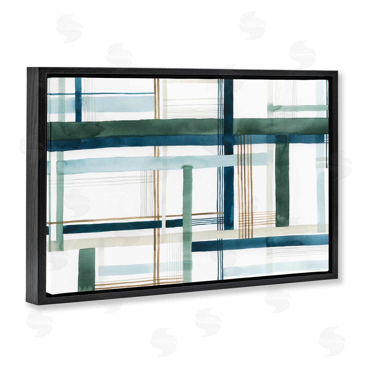 Layered Woven Pattern Black Floating Frame Canvas Wall Art, Home Decor by Grace Popp