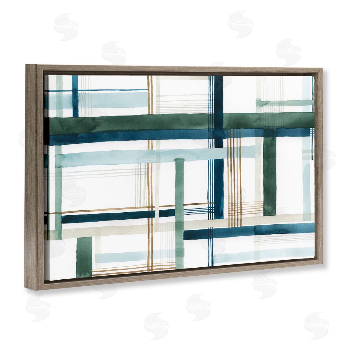 Layered Woven Pattern Brown Floating Frame Canvas Wall Art, Home Decor by Grace Popp