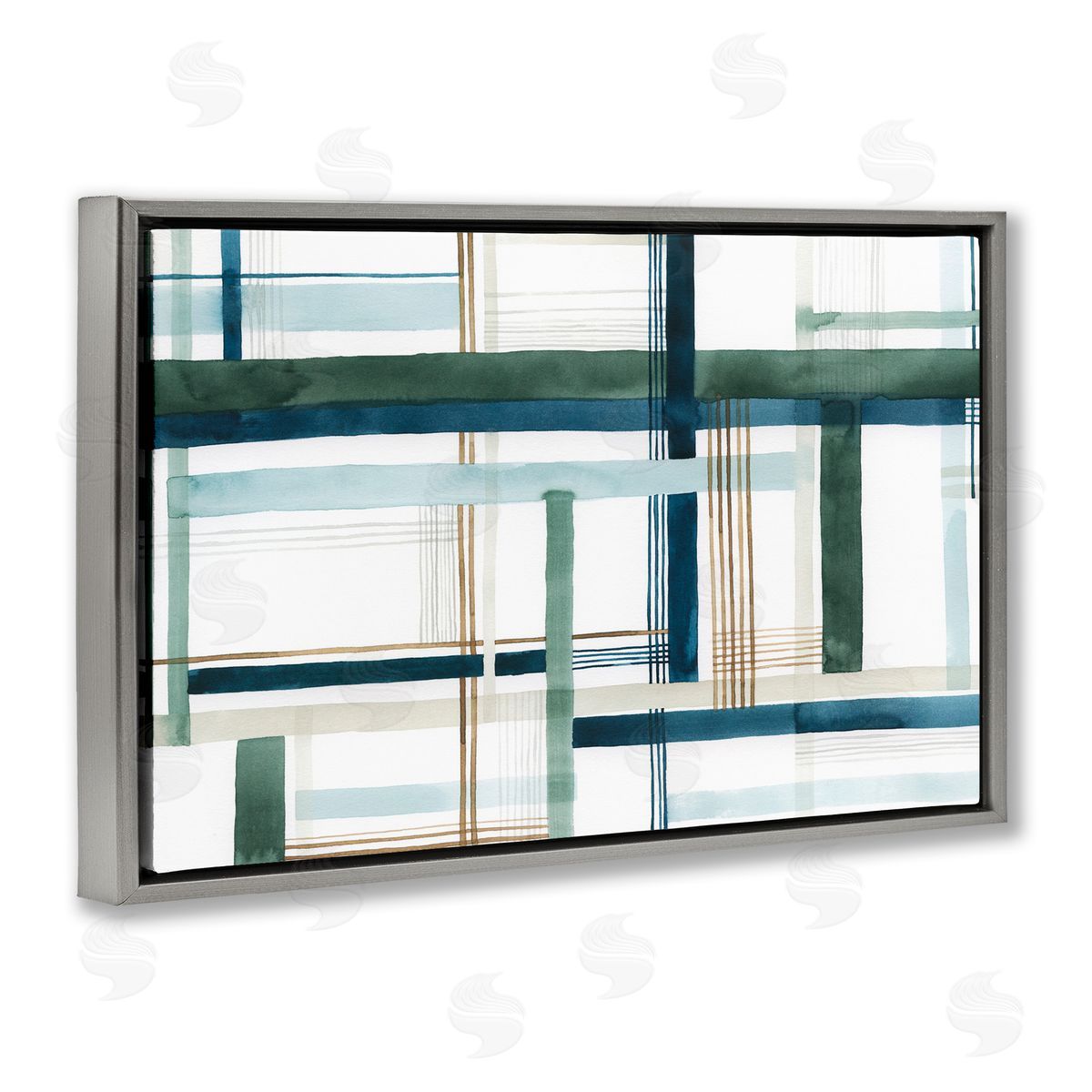 Layered Woven Pattern Grey Floating Frame Canvas Wall Art, Home Decor by Grace Popp
