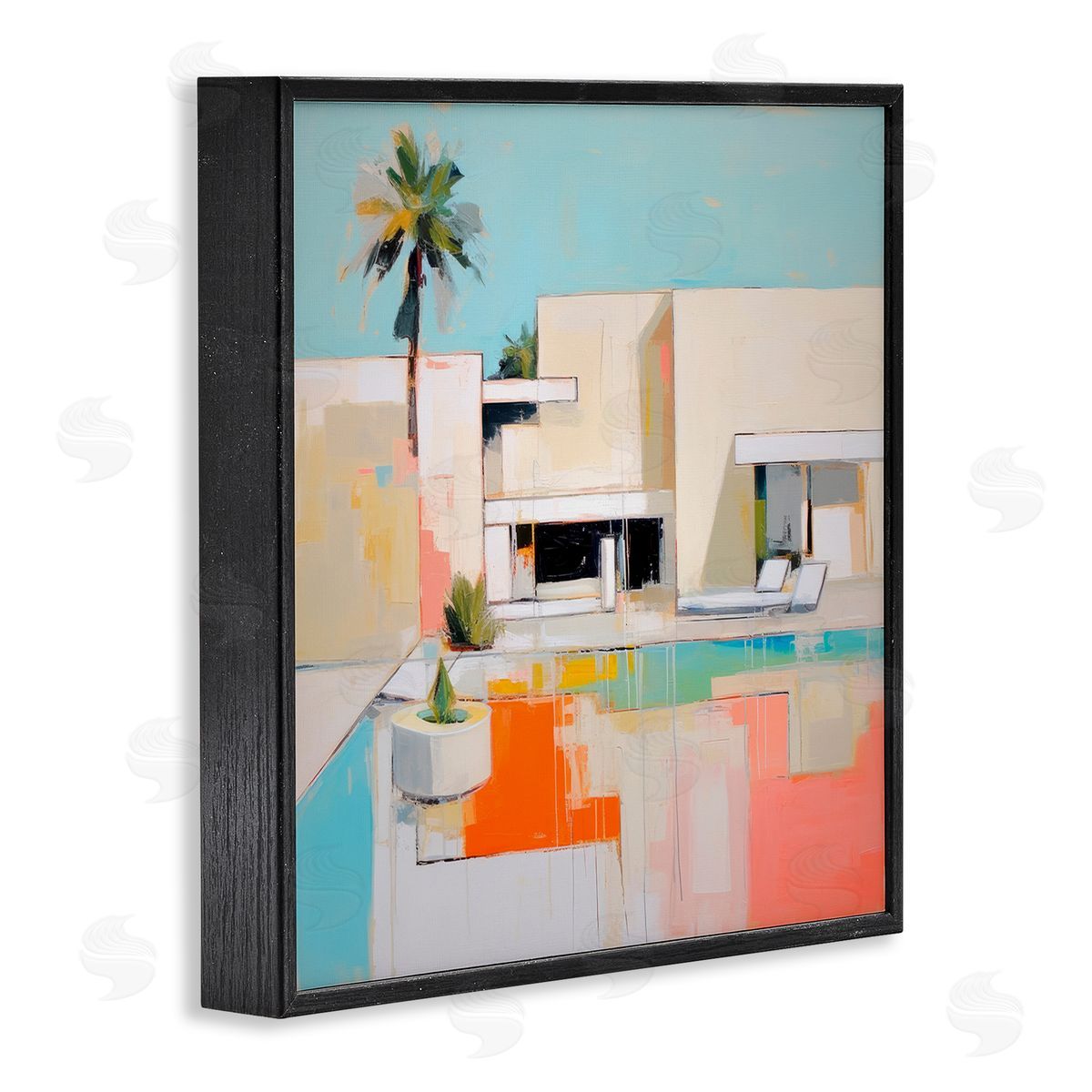 Modern Tropical Villa Black Frame Print Wall Art, Home Decor by Irena Orlov