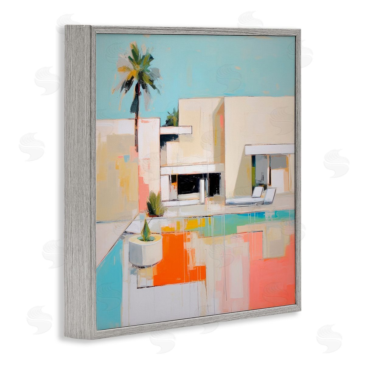 Modern Tropical Villa Grey Frame Print Wall Art, Home Decor by Irena Orlov