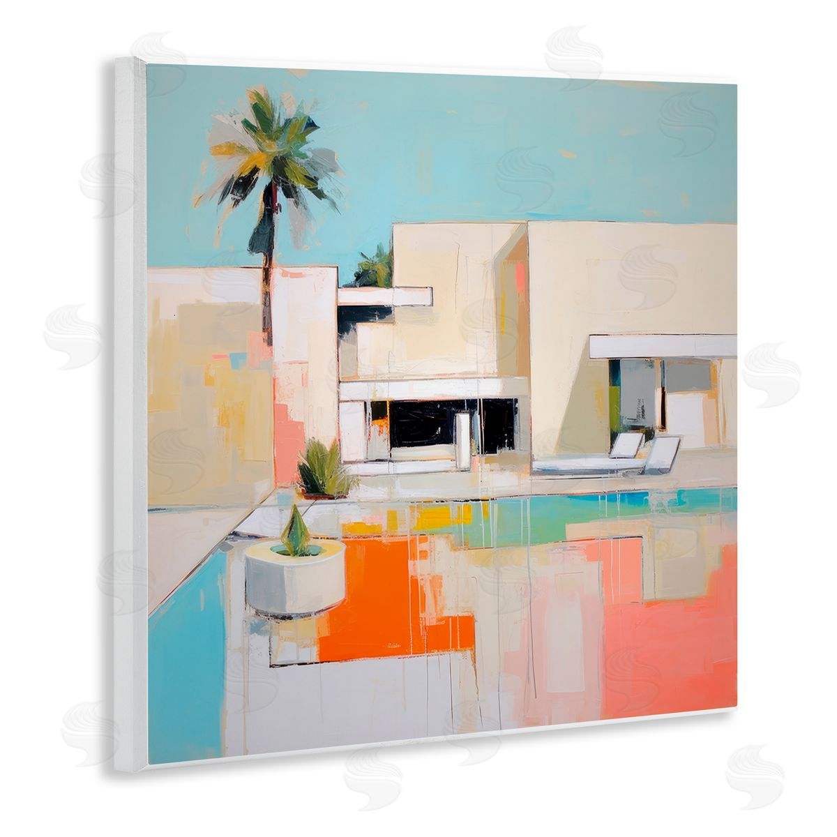 Modern Tropical Villa Wood Plaque Wall Art, Home Decor by Irena Orlov