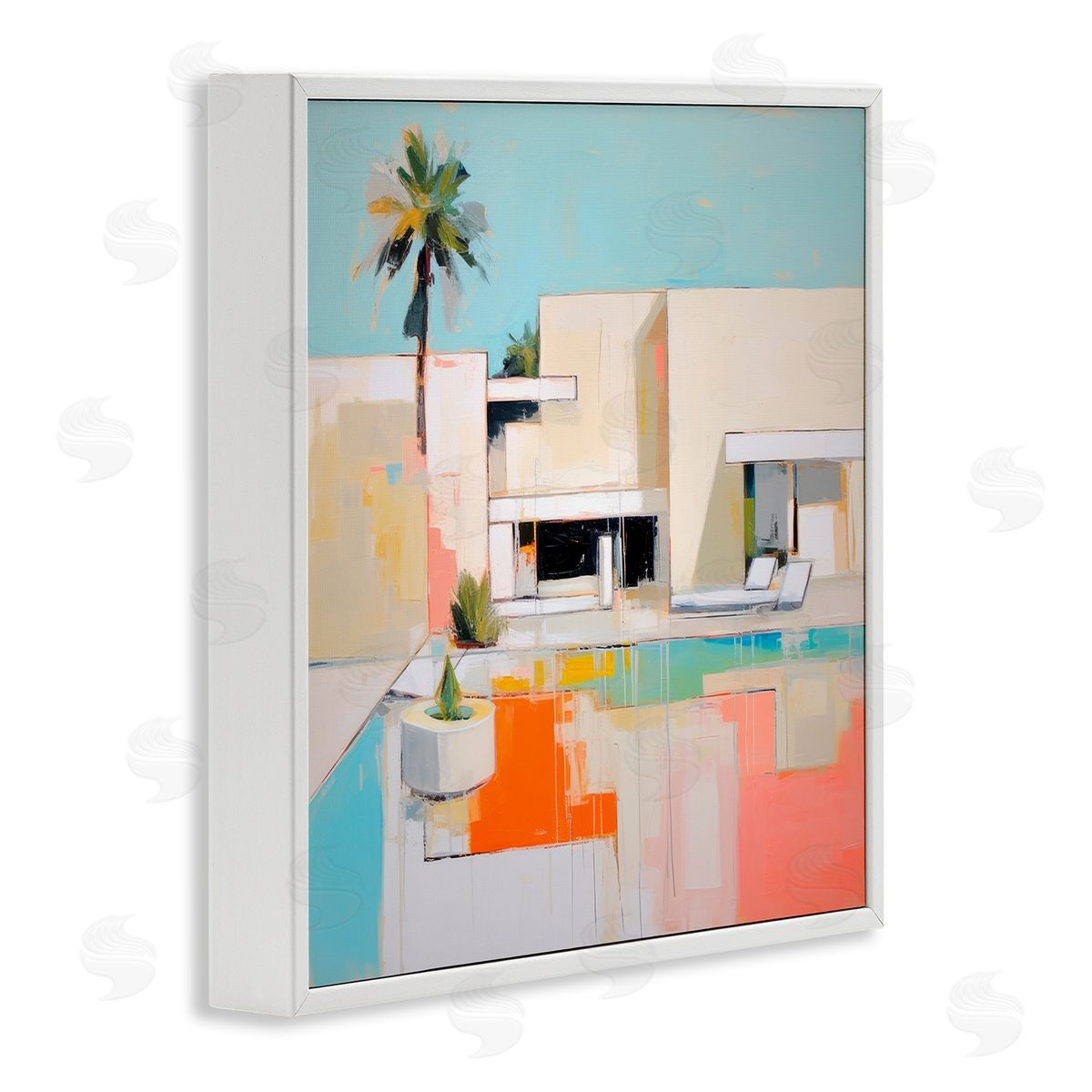 Modern Tropical Villa White Frame Print Wall Art, Home Decor by Irena Orlov