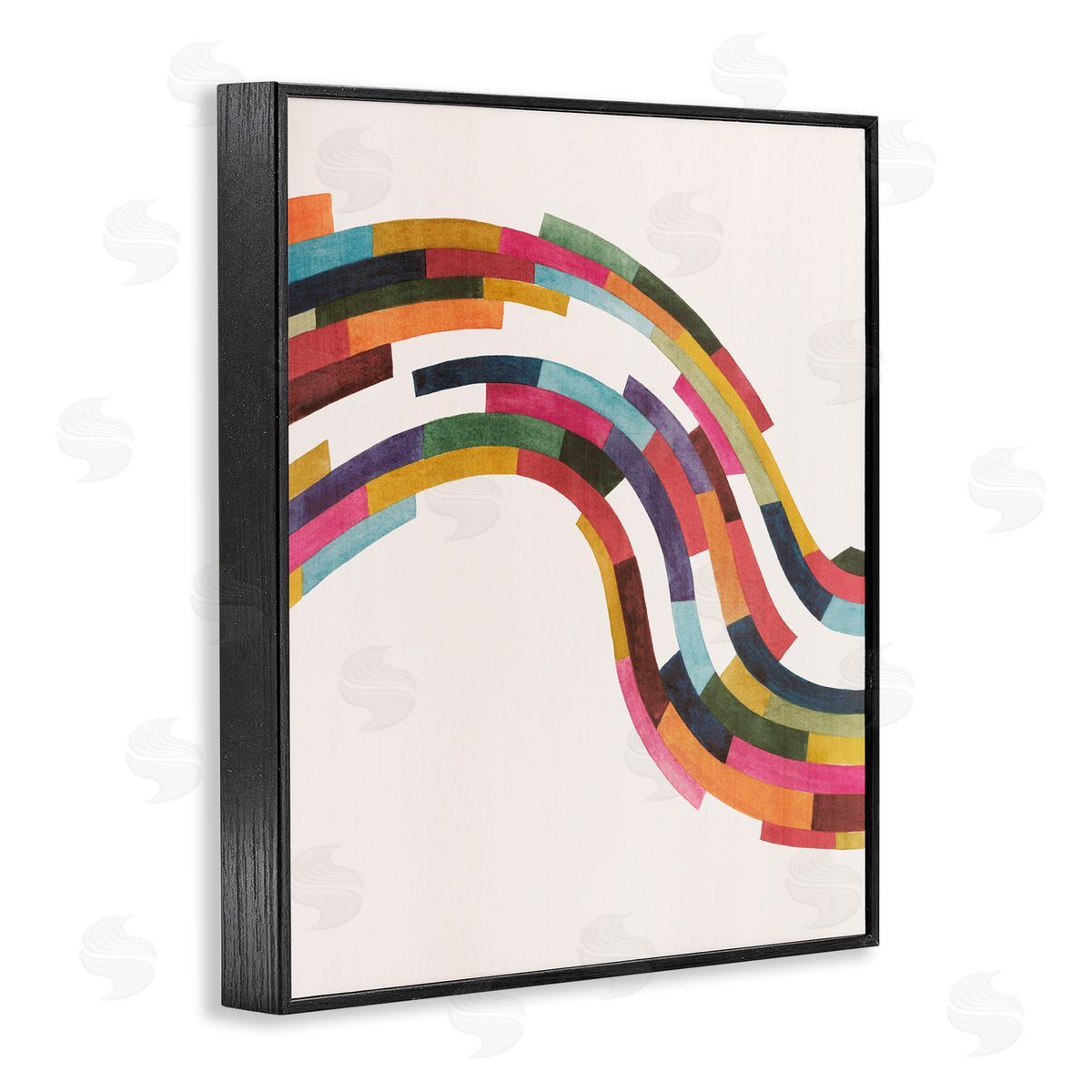 Modern Geometric Wave Design Black Frame Print Wall Art, Home Decor by Grace Popp