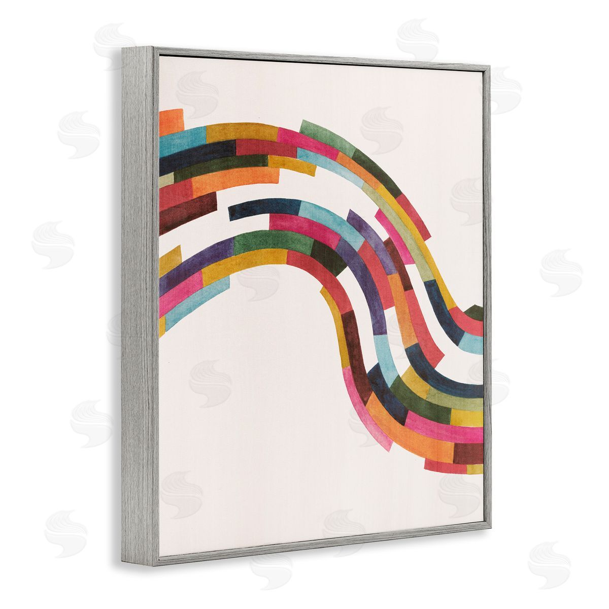 Modern Geometric Wave Design Grey Frame Print Wall Art, Home Decor by Grace Popp
