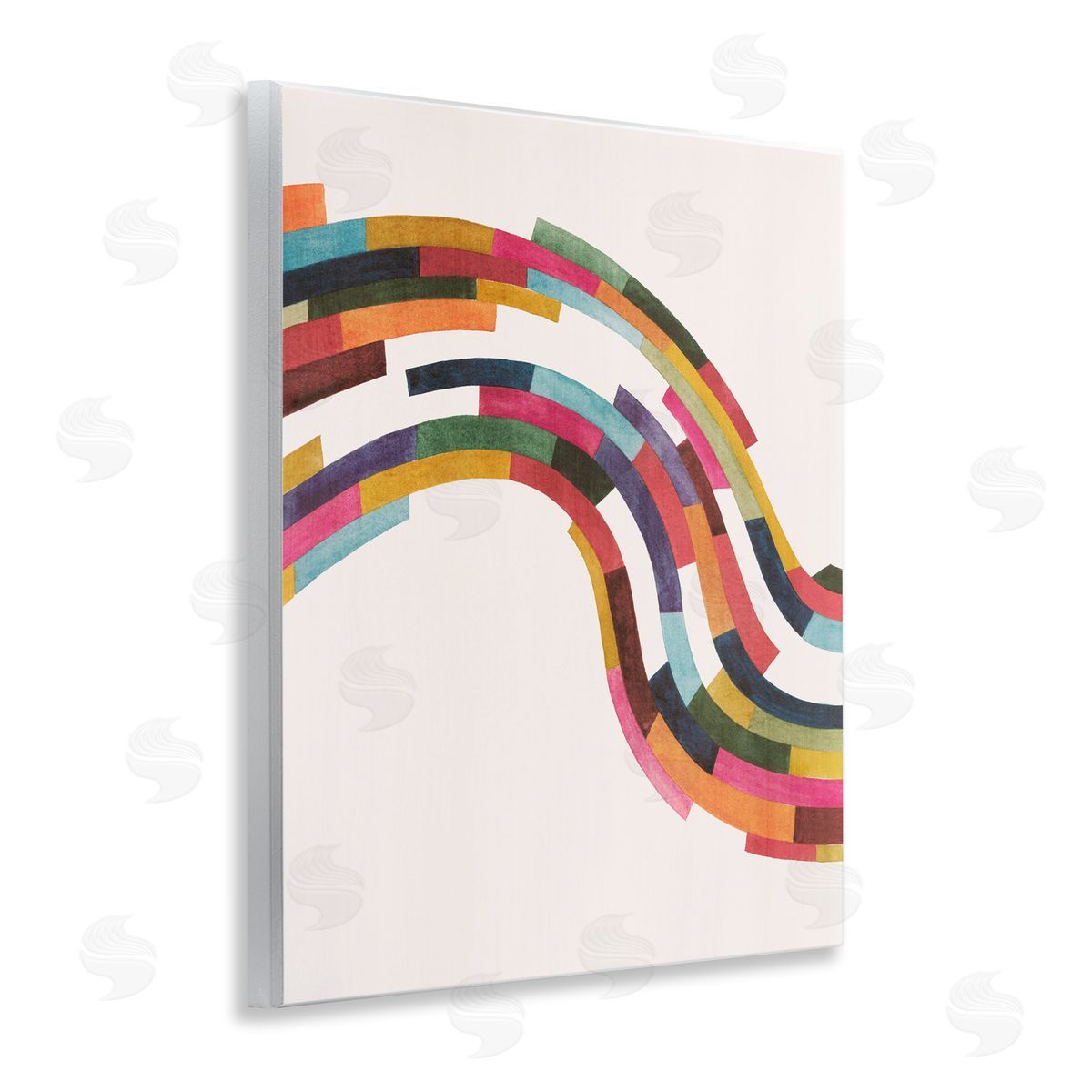 Modern Geometric Wave Design Wood Plaque Wall Art, Home Decor by Grace Popp