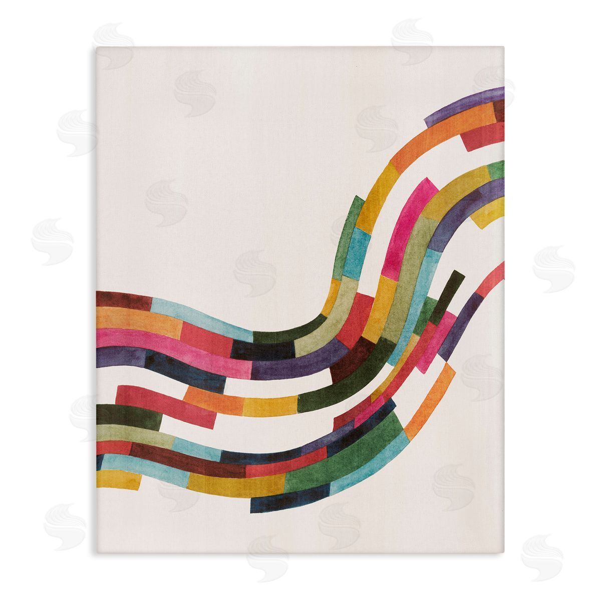 Curved Geometric Wave Canvas Wall Art, Home Decor by Grace Popp