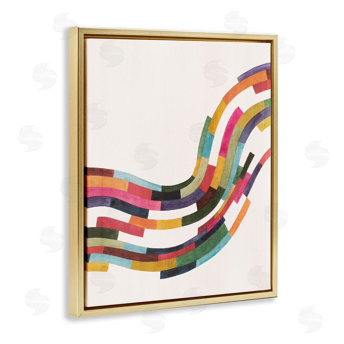 Curved Geometric Wave Gold Floating Frame Canvas Wall Art, Home Decor by Grace Popp