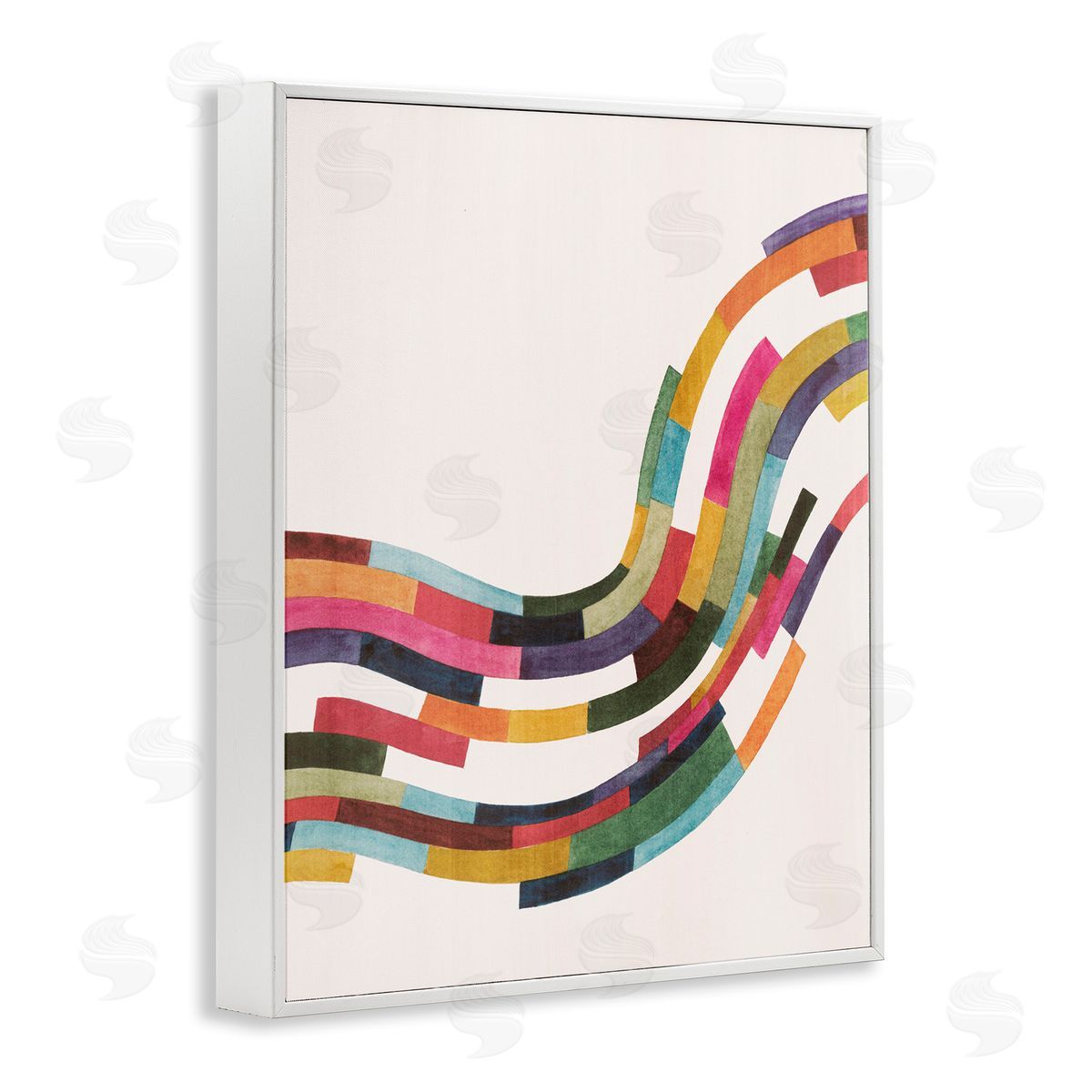 Curved Geometric Wave White Frame Print Wall Art, Home Decor by Grace Popp