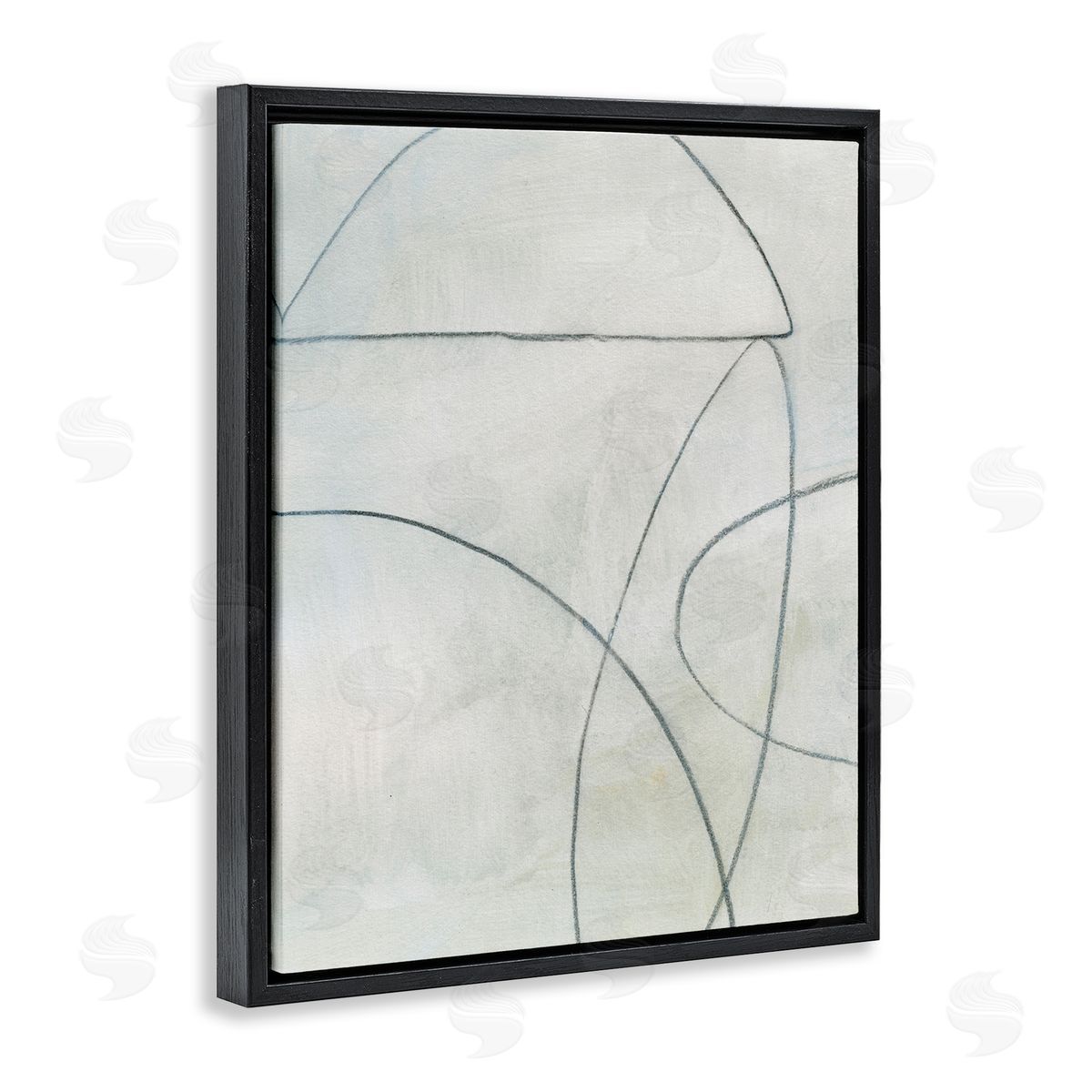 Shapes Sketch on Grey Black Floating Frame Canvas Wall Art, Home Decor by Victoria Barnes