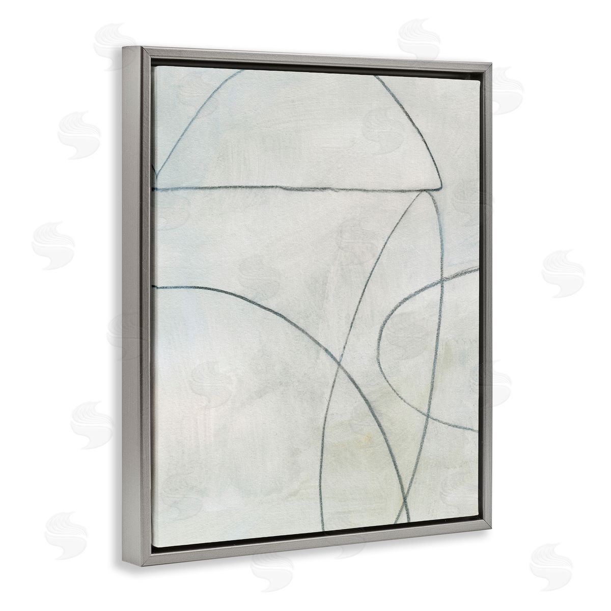 Shapes Sketch on Grey Grey Floating Frame Canvas Wall Art, Home Decor by Victoria Barnes