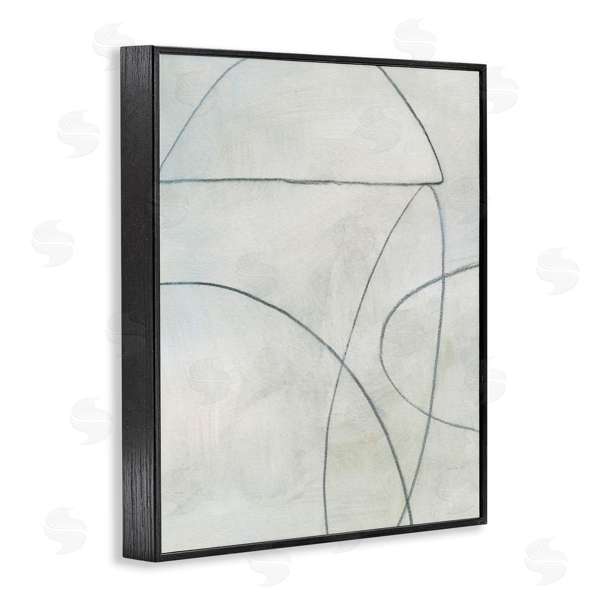 Shapes Sketch on Grey Black Frame Print Wall Art, Home Decor by Victoria Barnes